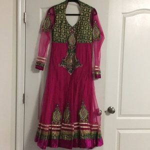 Long Pink gown with Halter Neck